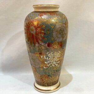Vintage Japan Meiji Millefleur Satsuma Chrysanthemum Porcelain Vase